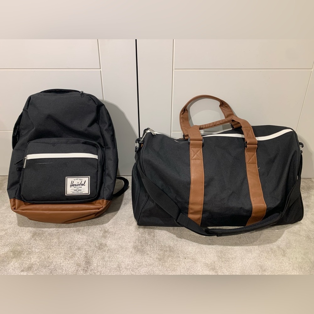 Herschel duffel bag and backpack